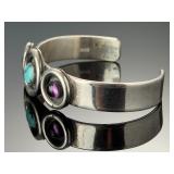 Navajo DELEGO Sterling Silver Sleeping Beauty Turquoise Amethyst Cuff Bracelet