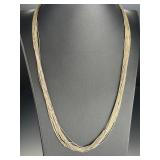Native American 30 Strand Liquid Sterling Silver Necklace 29" Signed 49.8g