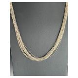 Native American 30 Strand Liquid Sterling Silver Necklace 29" Signed 49.8g