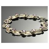 Hermann Siersbøl Danish Sterling Silver Amethyst Link Bracelet 925 HS