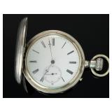 Antique Swiss Remontoir 15 Jewel Silver Hunter Case Pocket Watch