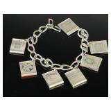 Vintage Sterling Silver Chicago Souvenir Matchbook Charm Bracelet