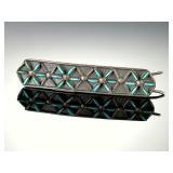 Antique Zuni Needlepoint Turquoise Silver Hair Clip Barrette Native American SW