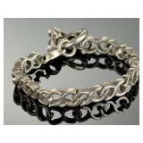 Vintage Mexican Sterling Silver Curb Link Toggle Bracelet 925