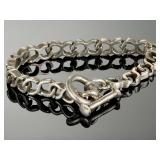 Vintage Mexican Sterling Silver Curb Link Toggle Bracelet 925