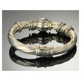 Vintage Sterling Silver Modernist Cable Twist Hinged Bracelet Bangle 32g