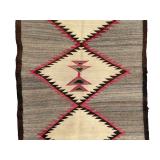 Vintage Southwest Handwoven Wool Rug - Mexican Zapotec Style Geometric Weaving