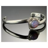 Vintage Mexican Sterling Silver Fire Opal Cuff Bracelet Taxco TH-112 925