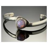 Vintage Mexican Sterling Silver Fire Opal Cuff Bracelet Taxco TH-112 925