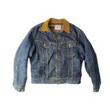 Vintage 1970s Lee Storm Rider Denim Jacket Corduroy Collar Blanket Lined Medium