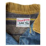 Vintage 1970s Lee Storm Rider Denim Jacket Corduroy Collar Blanket Lined Medium