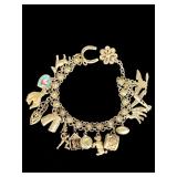 Vintage Sterling Silver & Mixed Metal Charm Bracelet, Assorted Collectible Charms
