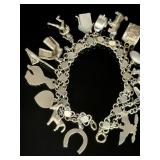 Vintage Sterling Silver & Mixed Metal Charm Bracelet, Assorted Collectible Charms