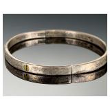Vintage Mexican Sterling Silver Bangle Bracelet, Hinged, Screw Accents, TB-148, 925