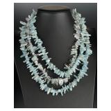 Deb Guyot Aquamarine & Clear Quartz 3-Strand Sterling Silver Necklace 20"