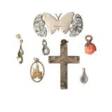 Vintage Sterling Silver & Gemstone Pendants Lot (7) incl. Disney Castle