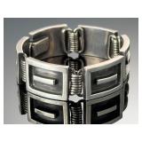 Vintage Mid-Century Modernist Sterling Silver Panel Link Bracelet 56g