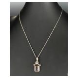 Sterling Silver Ametrine Pendant Necklace, Vintage 19.5" Italian Chain