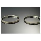 Lot of 2 Anna Beck Sterling Silver Bali Dot Wire Bangle Bracelets 925 18.2g