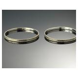 Lot of 2 Anna Beck Sterling Silver Bali Dot Wire Bangle Bracelets 925 18.2g