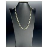 Italian Sterling Silver Figaro Link Chain Necklace 24.5" 8mm 61g Signed AZ 925