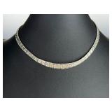 Vintage WX Sterling Silver Textured Gate Link Choker Necklace 16" 26.5g