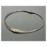 Vintage WX Sterling Silver Textured Gate Link Choker Necklace 16" 26.5g