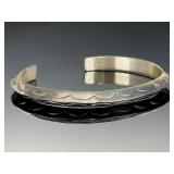 Vintage Sterling Silver Native American Hand Stamped Cuff Bracelet