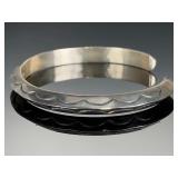 Vintage Sterling Silver Native American Hand Stamped Cuff Bracelet