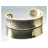 Modernist Sterling Silver Cuff Bracelet - Sleek Minimalist 925 Silver Band