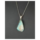 925 Sterling Silver Italian Box Chain & Crazy Lace Agate Leaf Pendant Necklace