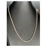 Vintage Sterling Silver Rope Chain Necklace 925 Heavy 23 Inch 33g 9.5mm