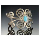 Vintage Silver Aqua Cat