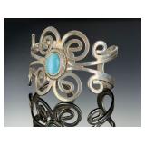Vintage Silver Aqua Cat