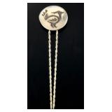 Navajo Sterling Silver Roadrunner Overlay Hair Pin Native American Hair Fork