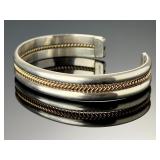 Navajo IAN Sterling Silver 12K Gold Filled Cable Cuff Bracelet 21.5g