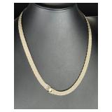 Vintage Reversible Sterling Silver 925 Collar Necklace 20" Textured Chevron