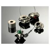 Trollbeads Sterling Silver 925 Gemstone Charm Bead Lot - Malachite Garnet 5pc