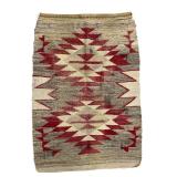 Vintage Southwest Mexican Wool Rug Handwoven Geometric Eye Dazzler 42x27