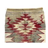Vintage Southwest Mexican Wool Rug Handwoven Geometric Eye Dazzler 42x27