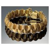 Vintage Rhythm 12K Gold Filled Nested Multi-Wire Roll Link Bracelet, 24g