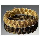 Vintage Rhythm 12K Gold Filled Nested Multi-Wire Roll Link Bracelet, 24g