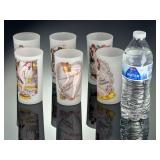 Vintage Mid-Century Frosted Pin-Up Bar Glasses by D