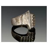 Vintage Mexican Silver Ring, Ribbed Geometric Design, Marked Mexico, Size 6.5