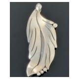 Vintage Maricela Taxco Mexican Sterling Silver Leaf Brooch Pin Mid-Century