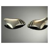 Vintage JK Sterling Silver Modernist Wing Statement Earrings Oxidized Overlay