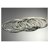 Sterling Silver Diamond-Cut Stackable Bangle Bracelets - Lot of 12, 24.5g