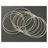 Sterling Silver Diamond-Cut Stackable Bangle Bracelets - Lot of 12, 24.5g