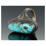 Navajo Vintage Turquoise Sterling Silver Ring, Size 7
