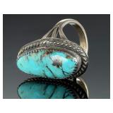 Navajo Vintage Turquoise Sterling Silver Ring, Size 7